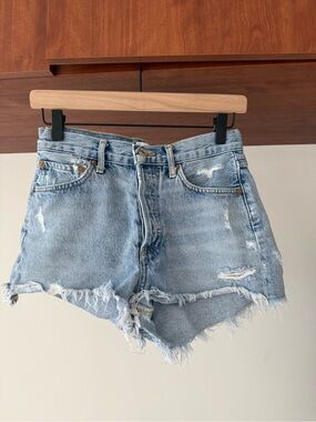 Agolde Light Wash Distressed Denim Cutoff Shorts